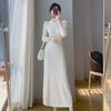 French Style Slim Knitted A-Line Dress with Coat - Women's Autumn/Winter Collection