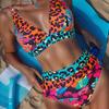 Leopard Print Split Bikini Swimsuit for Beach Gatherings