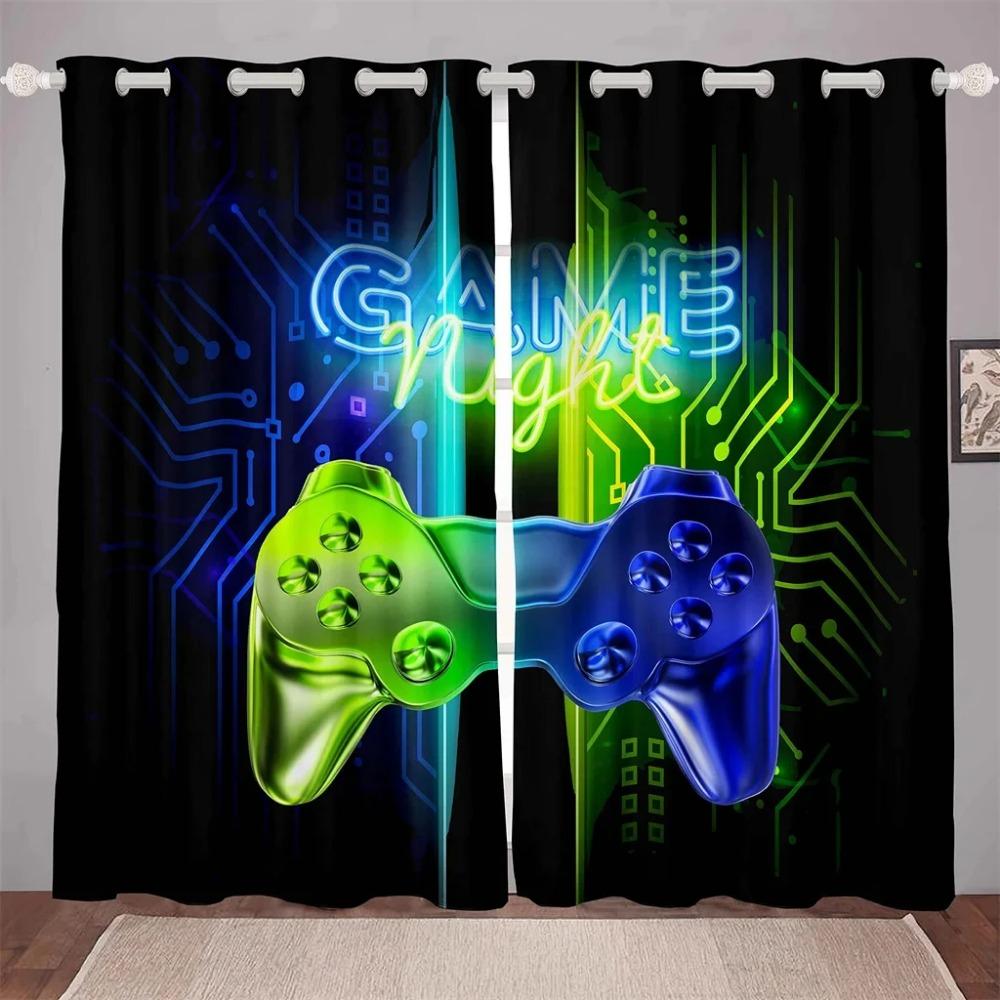 Game Controller Blackout Drape Modern Boys Teens Black High Shading Curtain for Kids Bedroom Living Room Home Hook Decor New