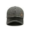 Coffee Streetwear Adjustable Pu Leather Brim Korean Style Hat Houndstooth Baseball Cap Face Cap