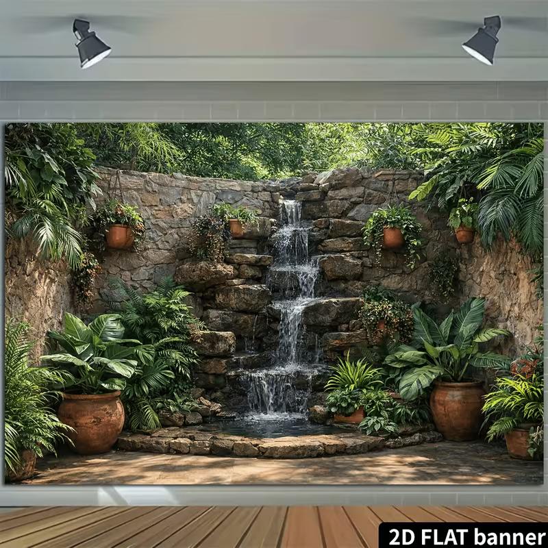 2D Outdoor Garden Stone Fountain Wall Hanging
