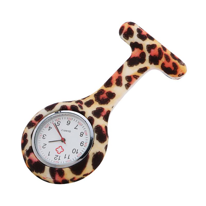 Часы-клипса с круглым силиконовым ремешком-брошью для медсестры унисекс с цветочным принтом на лацкане