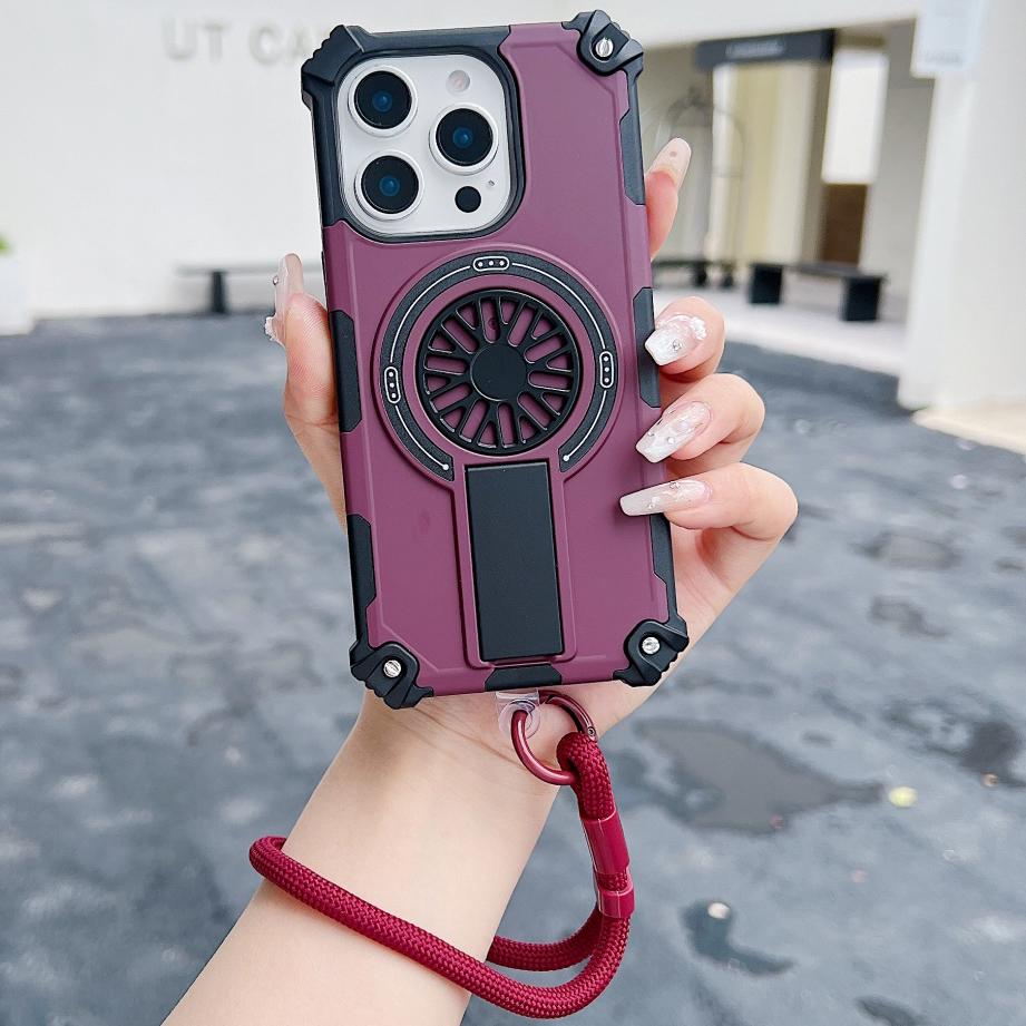 Ударопрочный Бронированный Магнитный Чехол Для Телефона Для iPhone 17 Pro Max Air 14 15 Plus 12 13 16 Pro Для Magsafe Складная Подставка С Ремешком Чехол
