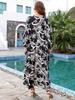 European & American Cotton Print Plus Size Loose Beach Dress Cover-Up for Women