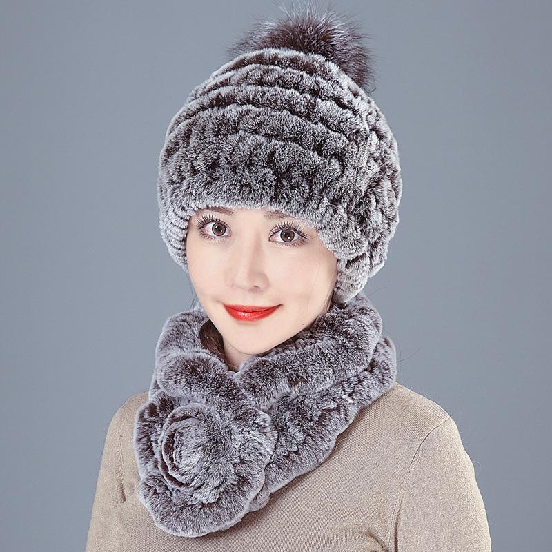 New Rex Rabbit Hair Hat Female Winter Mother Middle and Old Fur Hat Thickened Warm Rabbit Hair Plush Round Hat
