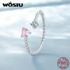 Кольцо из стерлингового серебра 925 пробы с розовым витым бриллиантом и цирконием на палец для женщин, модные ювелирные изделия