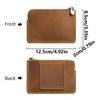 Genuine Leather Men's Short Wallet Retro Zipper Coin Purse Belt Bag Credit Card Holder  Outdoor