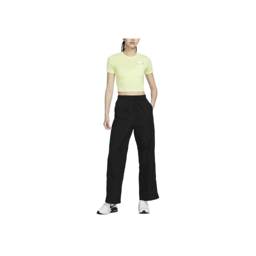 Nike Nsw Nk Wr Wvn Hr Oh Pant Casual Series Удобные стильные брюки средней посадки со шнурком Женские брюки черного цвета FV7656-010