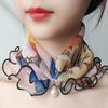 WTEMPO 4PCS Spring Summer Short Mesh Scarves with Pearl Retro Elegant Fashion Versatile Casual Fake Collar Scarves
