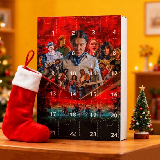 Yousheng Календарь Адвента Stranger Things 24 дня Рождественская коробка для обратного отсчета Многофункциональные праздничные украшения для детских комнат, автомобилей и вечеринок Праздничные