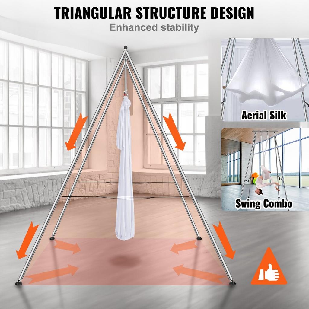 Aerial Yoga Frame & Yoga Hammock, 9.67 ft Height Professional Yoga Swing Stand Comes with 6.6 Yards Aerial Hammock, Max 551.15 lbs Load Capacity Yoga