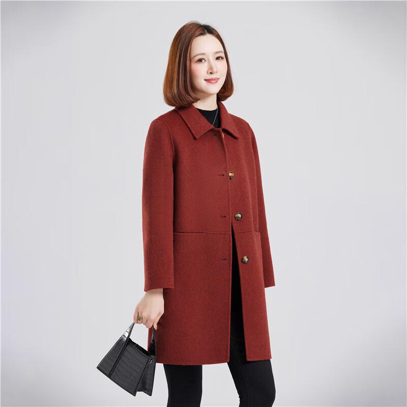 Женское двустороннее пальто средней длины Fengxun из 100% шерсти
