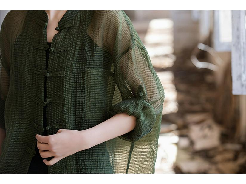 Women's Chinese-Style Cotton Linen Sunscreen Cardigan - Summer Trend