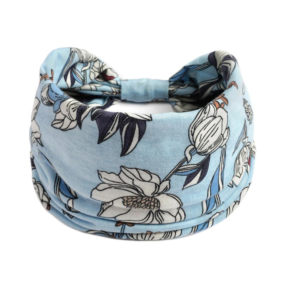 Новая винтажная эластичная повязка на голову из высококачественного хлопка в стиле бохо, популярная бандана, широкий тюрбан, мягкие повязки на голову, цветочный принт, узел, аксессуары для волос, новые для женщин