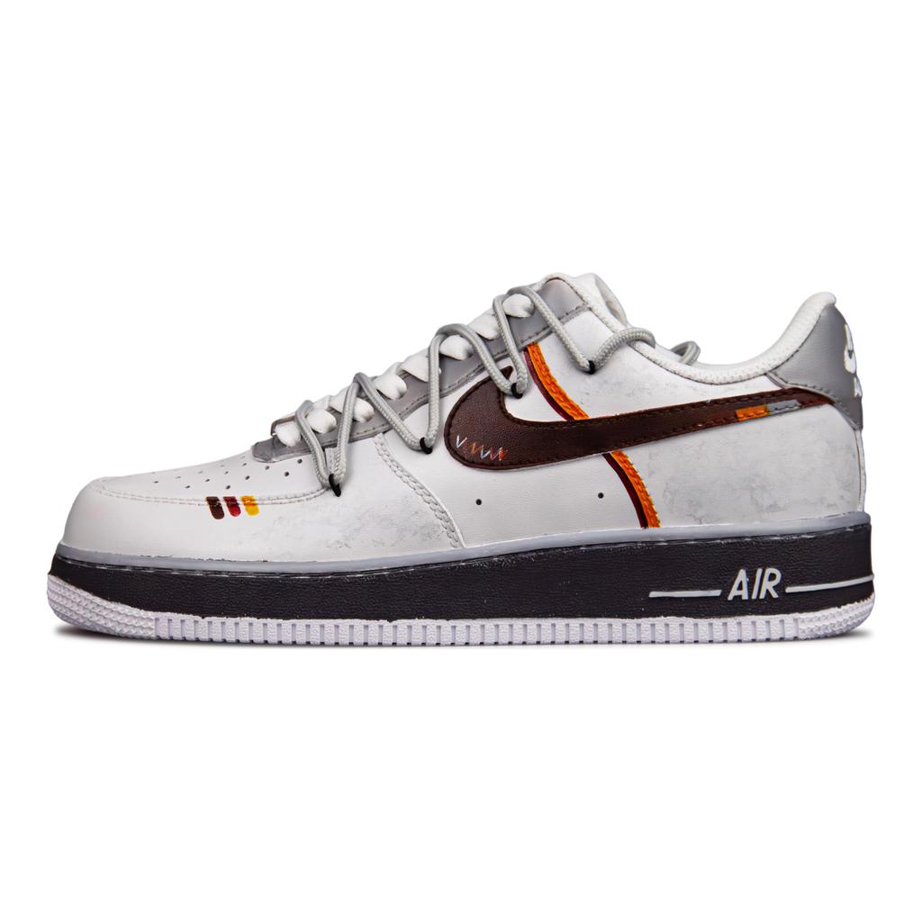 Nike Nike Air Force 1 Нескользящая Амортизация Устойчивая к истиранию Низкие Скейтбордические Кроссовки Унисекс Белый Серый CW2288-111(Команда317-)