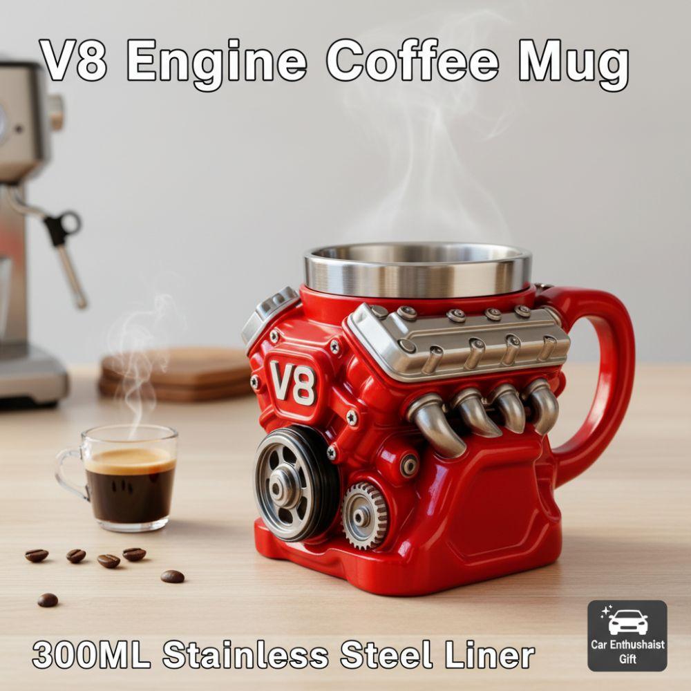 Retro V8 Engines Stainless Steel Cup Double Wall Insulation Car Mug Gifts for Men and Boys
