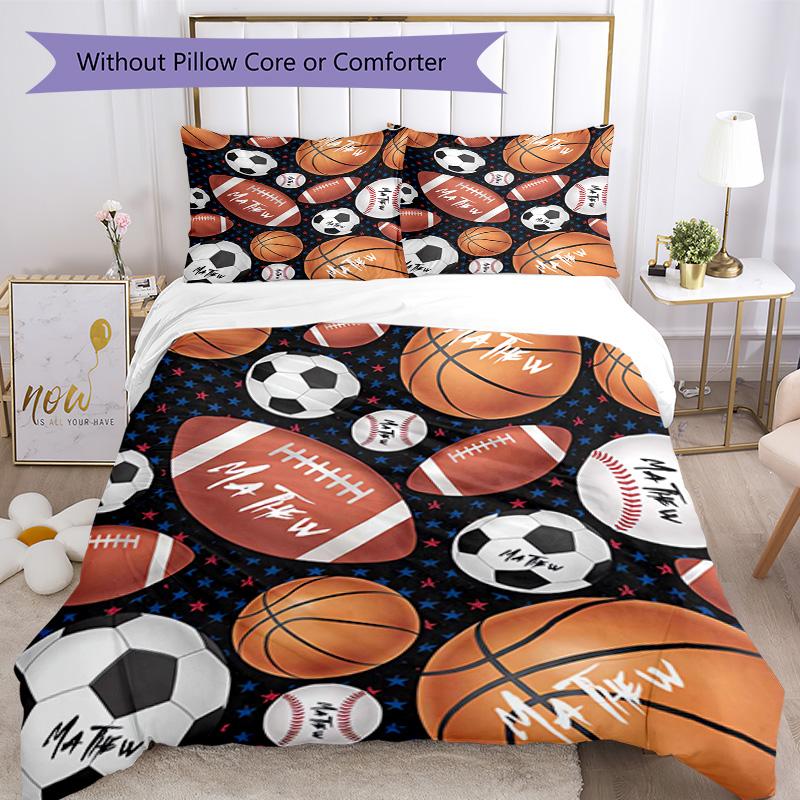 Soccer Bedding Set Breathable Duvet Cover with Pillowcases Decorative Bed Linen for Bedroom Home Decoration Birthday Gift