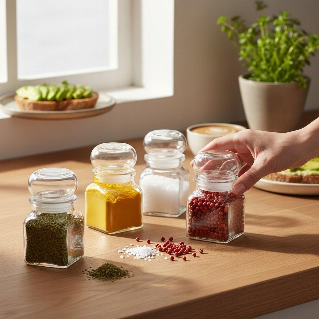 120ml Airtight Jar for Spices Herbs DIY Wedding Gift + Glass Lid