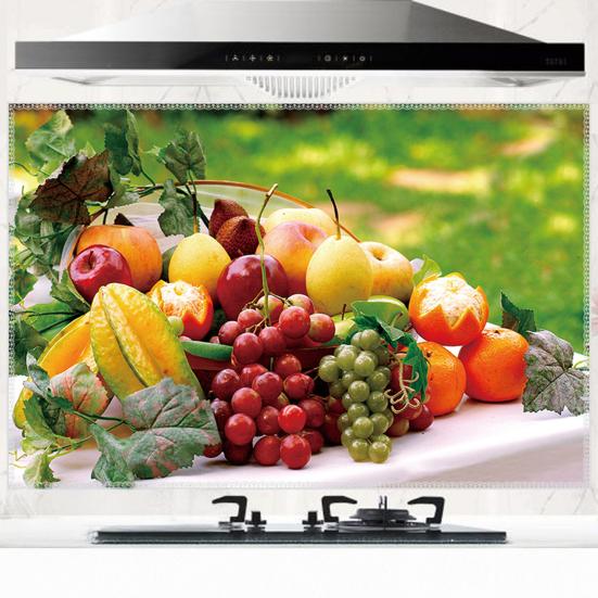 Oil-proof Kitchen Wall Sticker Goose Sea Fruit Self-adhesive Waterproof Heat Resistant Bathroom Kitchen Wall Art Decal Decoration