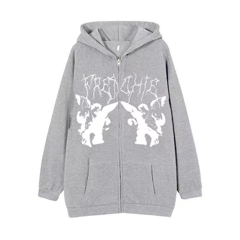 2023 Европейская и американская новая толстовка с капюшоном на молнии, кардиган, толстовка в стиле ретро, ​​мужская и женская уличная мода, пальто для пар большого размера