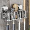 Removable Stainless Steel Suction Cup No Punching Wall Mounted Toothbrush Cup Holder Toilet Bathroom