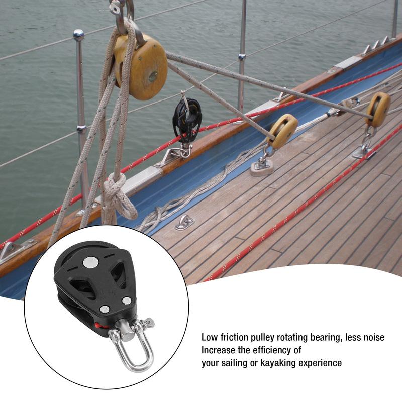 Marine Pulley Block Reduce Noise Silent Stainless Steel Sailboat Pulley Block High Load Capacity Heavy Duty for Canoes