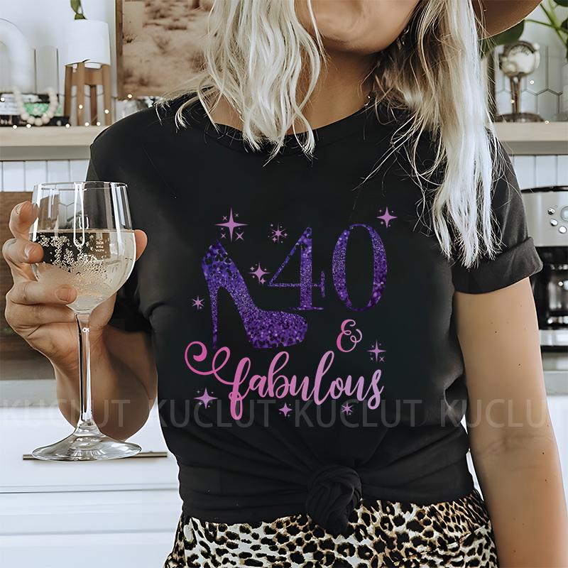 Женская футболка 40th Fabulous Tees Женская футболка для вечеринки в честь 40-летия королевы Модные графические топы Повседневная эстетичная женская одежда