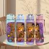 1PC Fairy Girl Mushroom House Art Print 750ml Color Plastic Sports Water Bottle Leakproof Flip Straw Lid Suitable for Sports Office Home Use