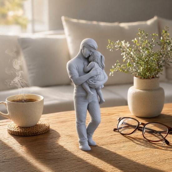Фигурка "Отец и дочь" 3D-печать Статуэтка папы, держащего ребенка Подарки на День отца, дни рождения от дочери