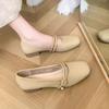 2025 New Spring and Autumn Evening Evening Breeze Gentle Flat-bottomed Grandma Laden Shoes Mary Jane Fairy with Skirt Small Leather Single Shoes Girl