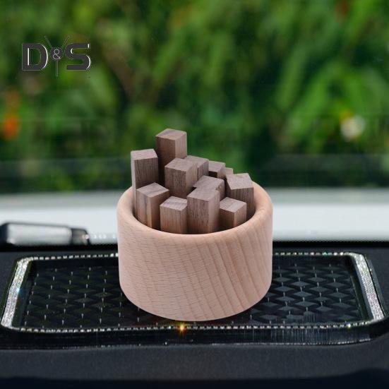 Wooden Aromatherapy Diffuser Round Car Essential Oil Diffuser Natural Wood Stick Fragrance Expanding Base Home Office Desktop Decoration