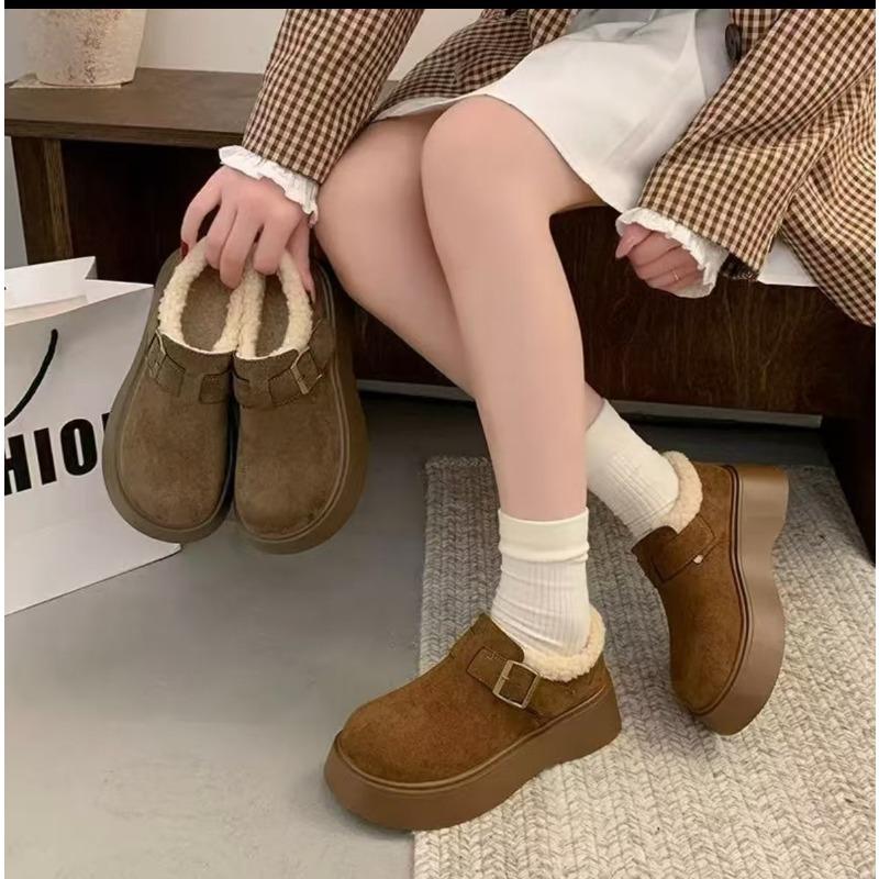Женские зимние низкие сноубутсы на толстой подошве, новые, на одной педали, с пушистым плюшем, утепленные, теплые хлопковые ботинки