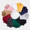 Girls Bottom Shirt Half High Collar Pullover Tops Children Solid Color Shirt
