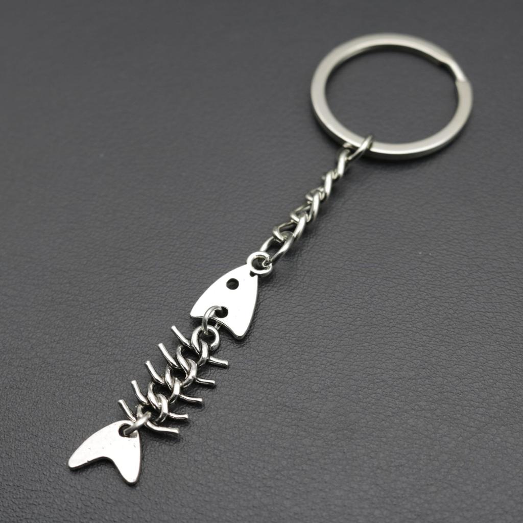Minimalist Fishbone Keychain Pendant