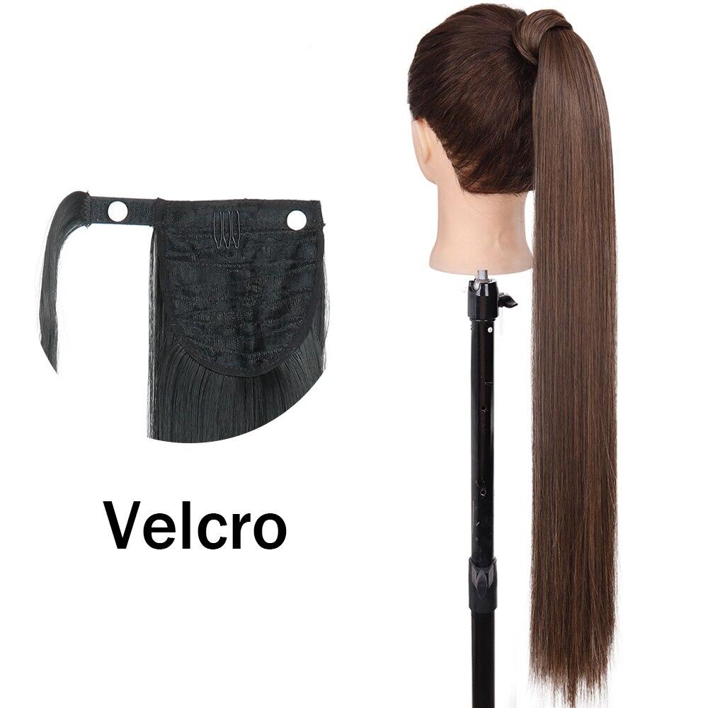 XINRAN Женский супер длинный прямой парик с хвостиком, красочный галстук-бабочка на липучке, наращивание волос с конским хвостом, синтетический термостойкий конский хвост