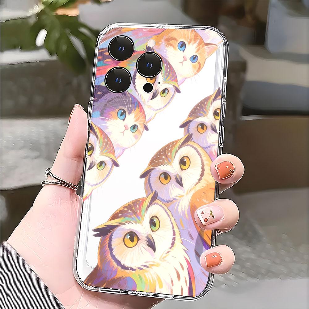 Чехол для телефона с иллюстрацией сов и кошек для IPhone 14 15 16 17 13 12 11 Pro Max Plus 12 13 Mini Защитный чехол из ТПУ
