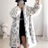 Faux Fox Fur Plus Size Coat  Mid Length Long Sleeve Jacket Casual Loose Cardigan Fur Coat Women White Fleece Coat