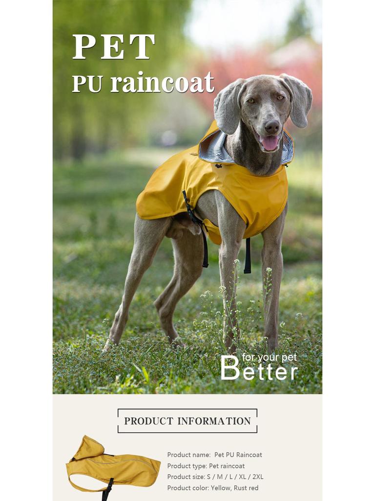 Светоотражающий дождевик для собаки с капюшоном: Средне-большой, Портативный, Универсальный размер