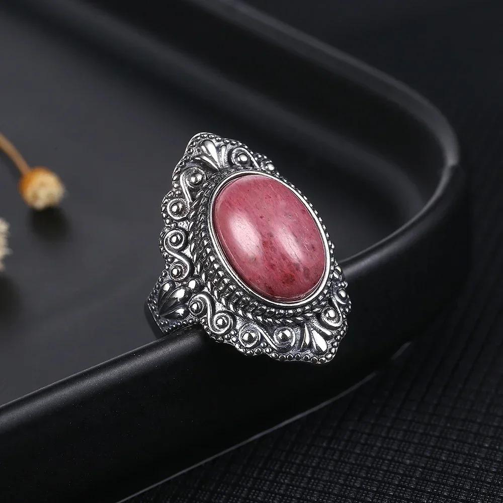 Винтажное Серебряное Кольцо Овальное Натуральный Лабрадорит Кольца На Палец Ретро Черный Оникс Тонкие Ювелирные Изделия Вечеринка Для Женщин Мужчин