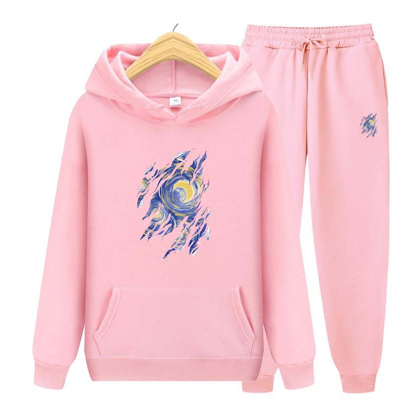 Спортивный костюм с принтом звездного неба, комплект из 2 предметов, толстовки с длинными рукавами для мужчин и женщин, пуловер с капюшоном, толстовка, верхняя куртка, пальто