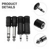 Black Headphone Adaptor Converter Stereo 1/4 Inch 3.5mm To 6.35mm 4*