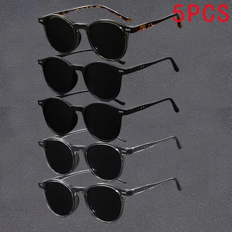 5 пар модных ретро классических очков с круглой оправой, подходящих как мужчинам, так и женщинам, для повседневной носки, подходящих для всех сезонов
