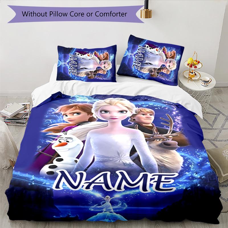 3pcs Frozen7 Cover Set - Personalized Name, HD Printed Bedding with 1 Cover and 2 Pillowcases - Perfect for Home Decor, Easy Care