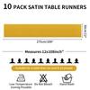 Упаковка из 10 атласных дорожек для стола 12x108 дюймов длиной, черные, золотые дорожки для свадеб, дней рождения, вечеринок, шелковая гладкая ткань, украшения