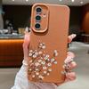 Тонкий чехол для телефона из ТПУ с цветочным принтом и текстурой из кожи для Samsung S25 Ultra S24 FE S23 S22 A56 A36 A16 A15 A55 A35, матовый противоударный мягкий чехол-бампер