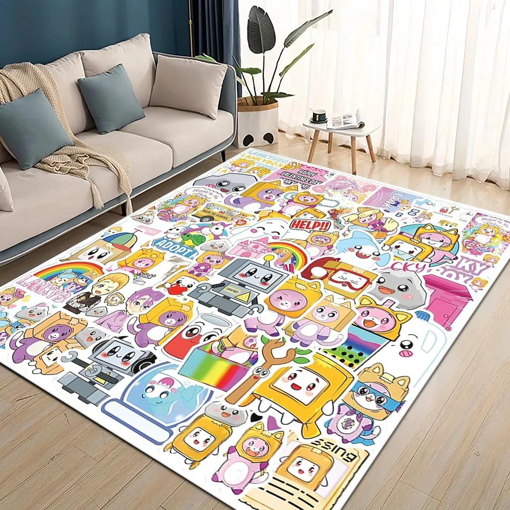 2025 New Style Lankybox Boxy Foxy Rocky Cartoon Carpet Rug for Living Room Bedroom Home Sofa Decoration,kids Non-slip Floor Mat