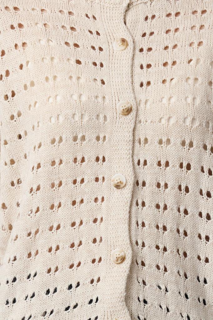 Women's Fashionable Stylish Cardigan Ecru Lace Detailed Openwork Perforated Knitwear Cardigan