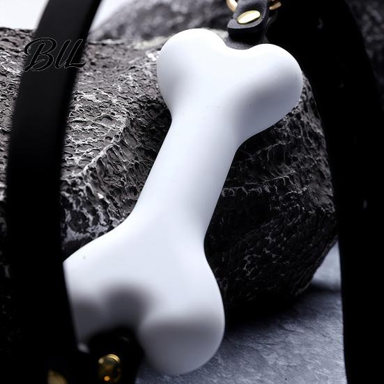 Soft Silicone Oral Restraint Bondage Mouth Gag, Dog Bone Breathable Ball Gag with Adjustable Strap Comfortable Bite for Couples, Adult BDSM Role Play