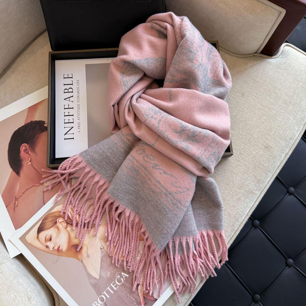 Роскошный осенне-зимний шарф из пряжи с сердечником: Шарф-накидка с кисточками в стиле letter, имитация кашемира, для тепла