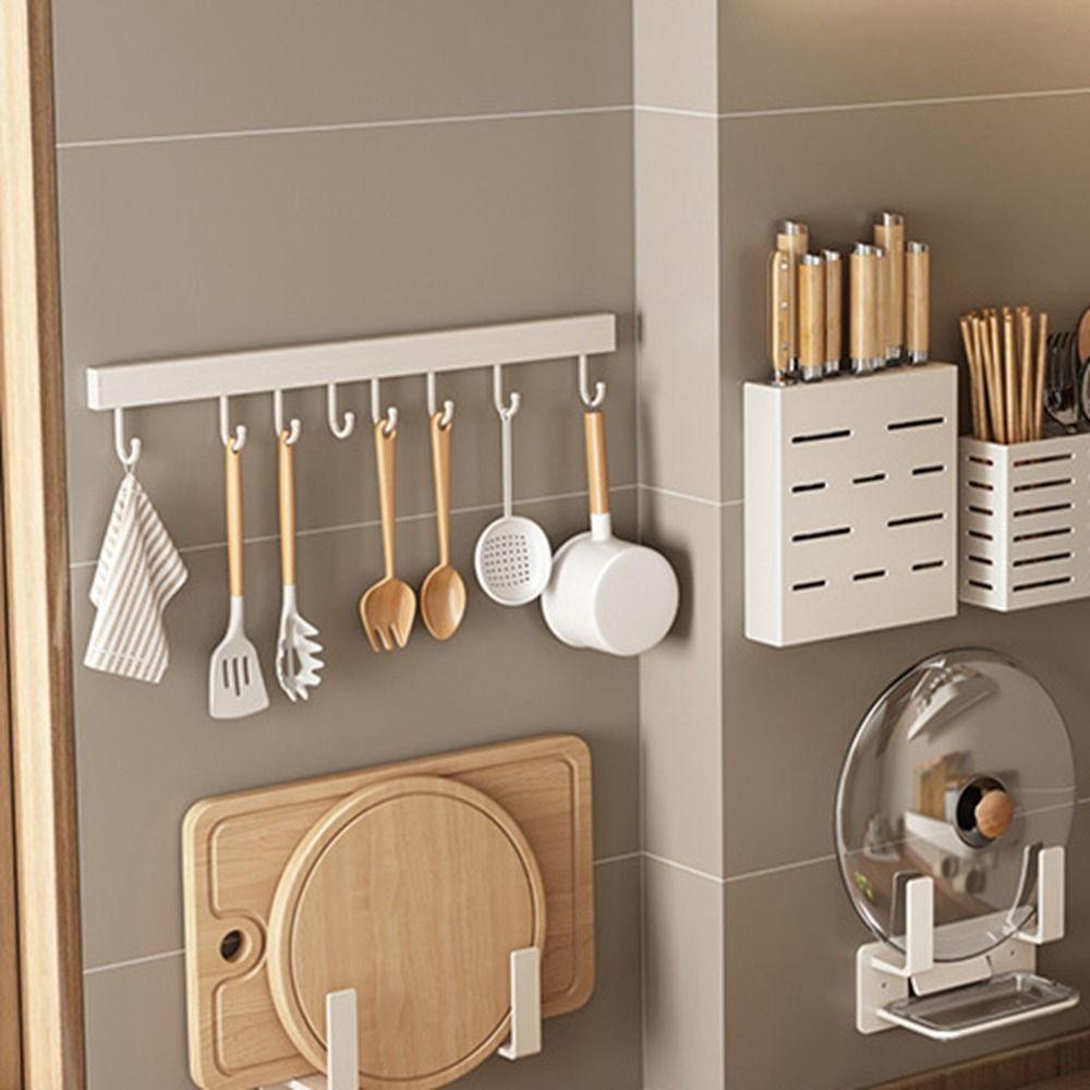 20/30/40/50cm Kitchen Utensils Rack Rail Kitchen Hook Rack Wall Hanging Rod Rack Kitchenware